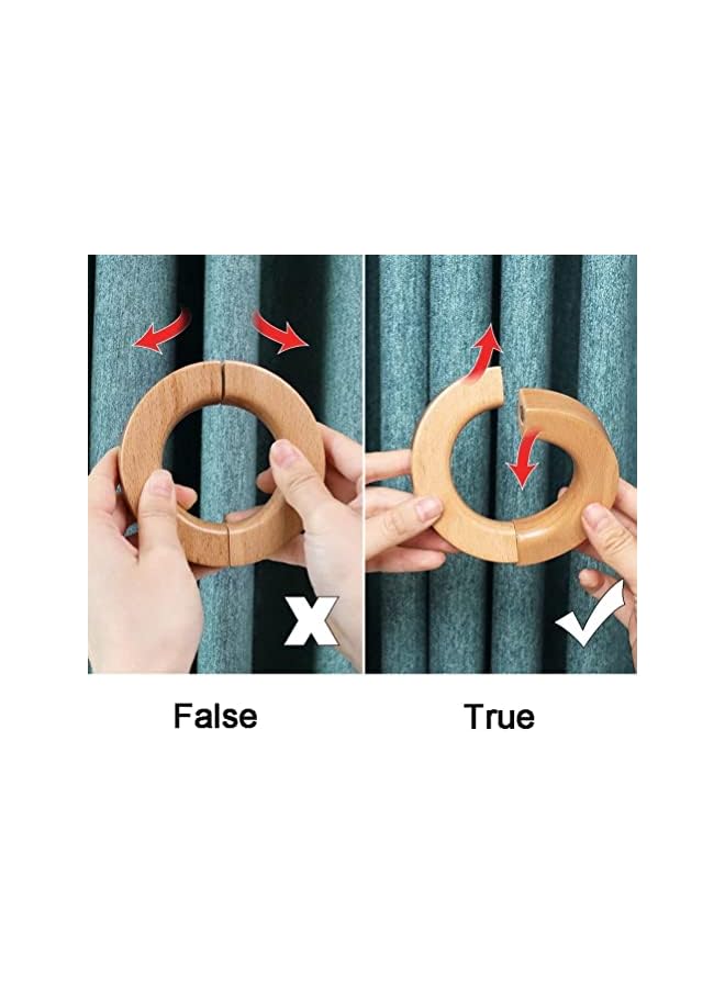 The Bros 1 Pair Natural Wooden Curtain Tiebacks, Modern Classic Magnetic Curtain Holder Buckle Clips Holdback, Round Wood Furniture Accessoires for Windows Room Curtains  - Image 3