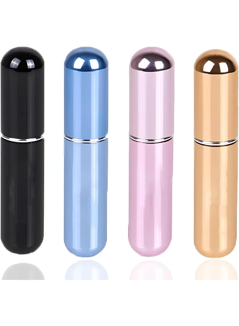 زجاجات عطر محمولة قابلة لإعادة التعبئة – بخاخات صغيرة فارغة للسفر بسعة 5 مل – عبوة من 4 قطع أنيقة وعملية - قد تختلف الالوان - Image 1