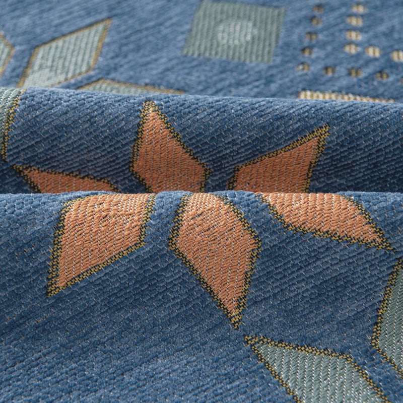 VC Life VClife Boho Couch Cover Blue Geometric Jacquard Pattern Sofa Cover, 1 Piece Large Couch Covers for 3 Cushion Couch Sofa Washable Plush Chenille Sofa Protector for Living Room, 71x134 Inch - Image 5