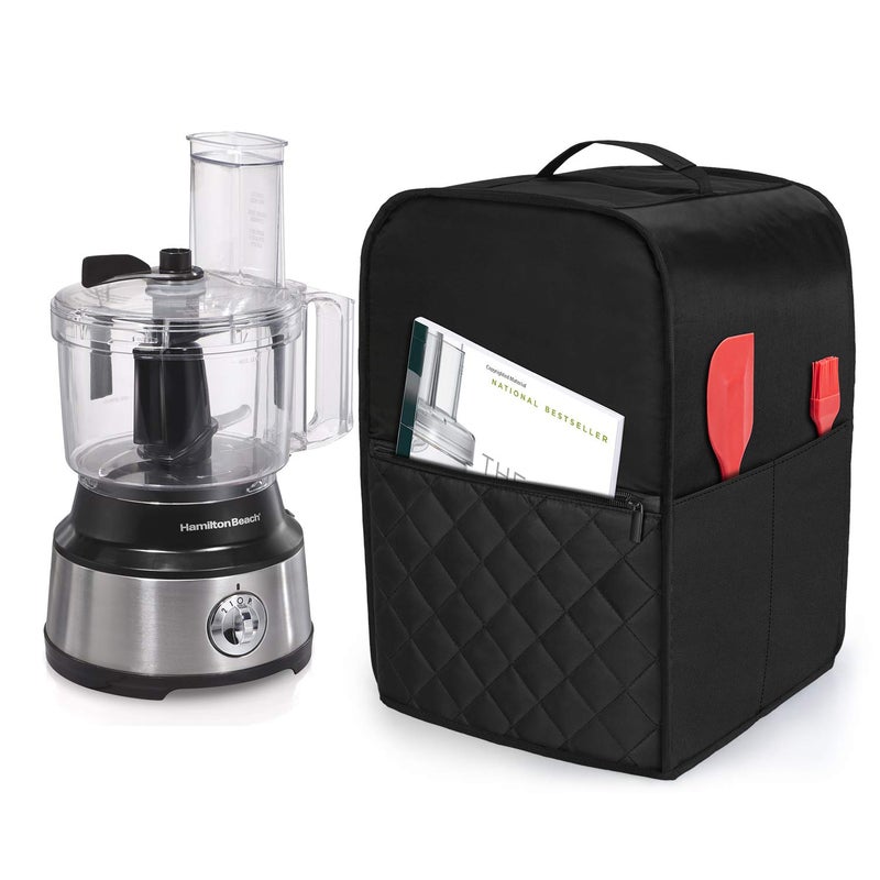 LUXJA Luxja Food Processor Cover Compatible with Cuisinart and Hamilton Beach 1014 Cup Processor Food Processor Dust Cover with Accessories Pockets Black 