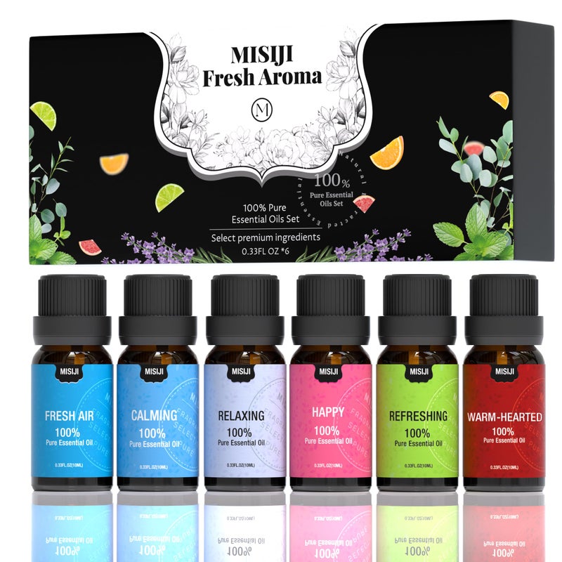 MISIJI Well-Being Essential Oils Set-Essential Oils for Diffuser for Home,Essential Oils Diffuser Scents for Skin,Aromatherapy,Laundry,Candle&Soap Making,Humidifiers 6 X 10ML - Image 1