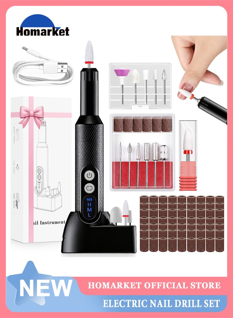 HomarKet Electric Nail Drill, Professional Manicure Pedicure Kit, Cordless Electric Nail File Set, Rechargeable Pedicure Tools For Nails, 3 Speeds Hand Foot Care Nail Drill,With The Wireless Charging Base,36 Sanding Bands Set - Image 1