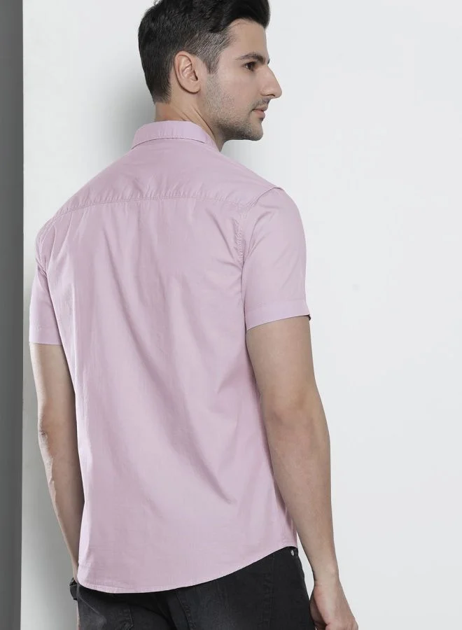 شركة المرآب الهندية Men Regular Fit Placement Print Half Sleeves Spread Collar Casual Shirt