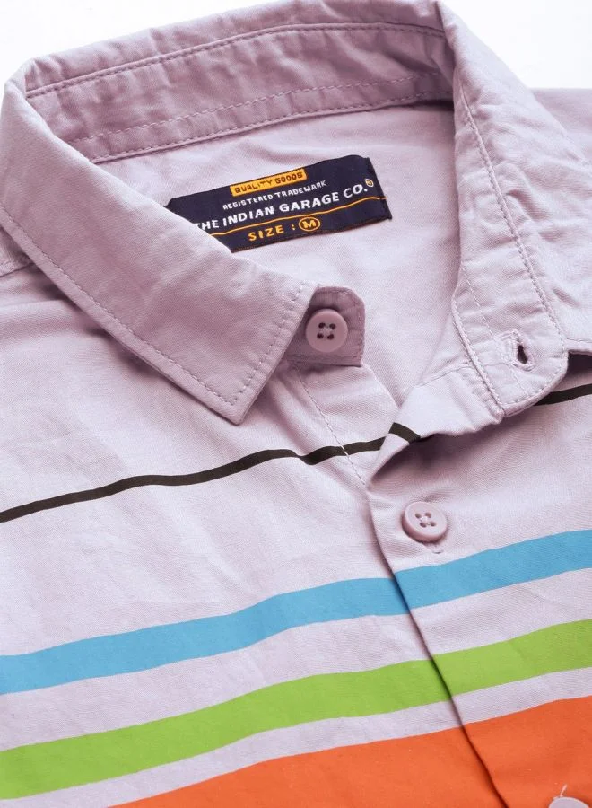 شركة المرآب الهندية Men Regular Fit Placement Print Half Sleeves Spread Collar Casual Shirt