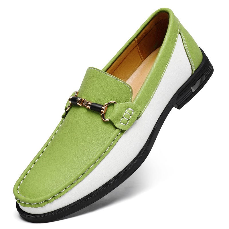 Men'S Genuine Leather Large Size 47 Soft-Soled Beanie Shoes 46 Versatile Leather Shoes 45 Perforated Driving Shoes Youth Fashion Loafers - Image 1