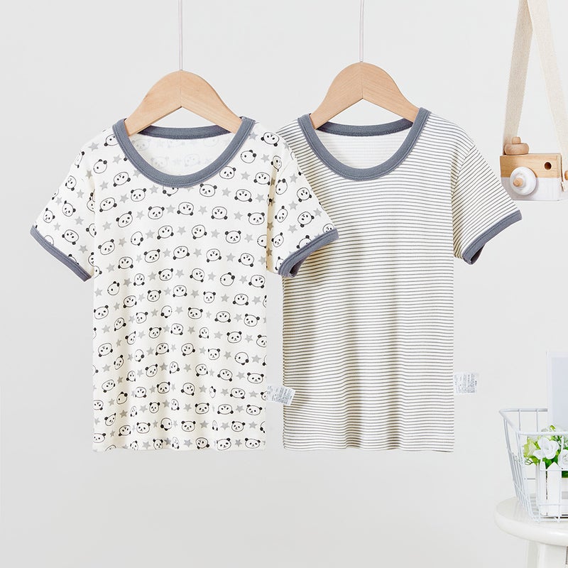 Children's thin half sleeve 2-piece 100 cotton men's treasure women's treasure short sleeve crew neck breathable Japanese T-shirt a generation of hair - Image 1