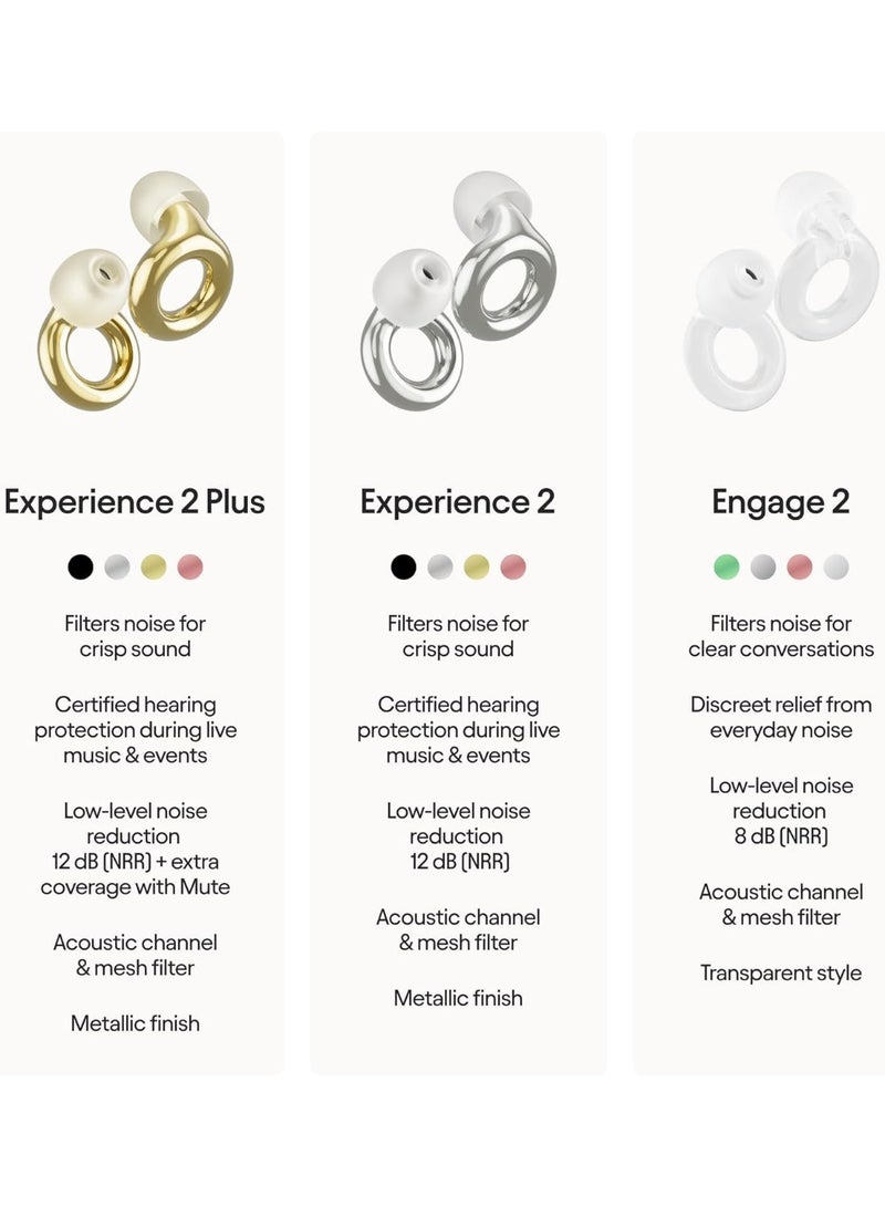 Loop Experience 2 Plus Ear Plugs – Stylish Certified Hearing Protection for Concerts & Festivals, Live Events, Sports, DJs & Nightlife – 17dB Noise Reduction, (High-Fidelity) + Mute for extra coverage - Image 2