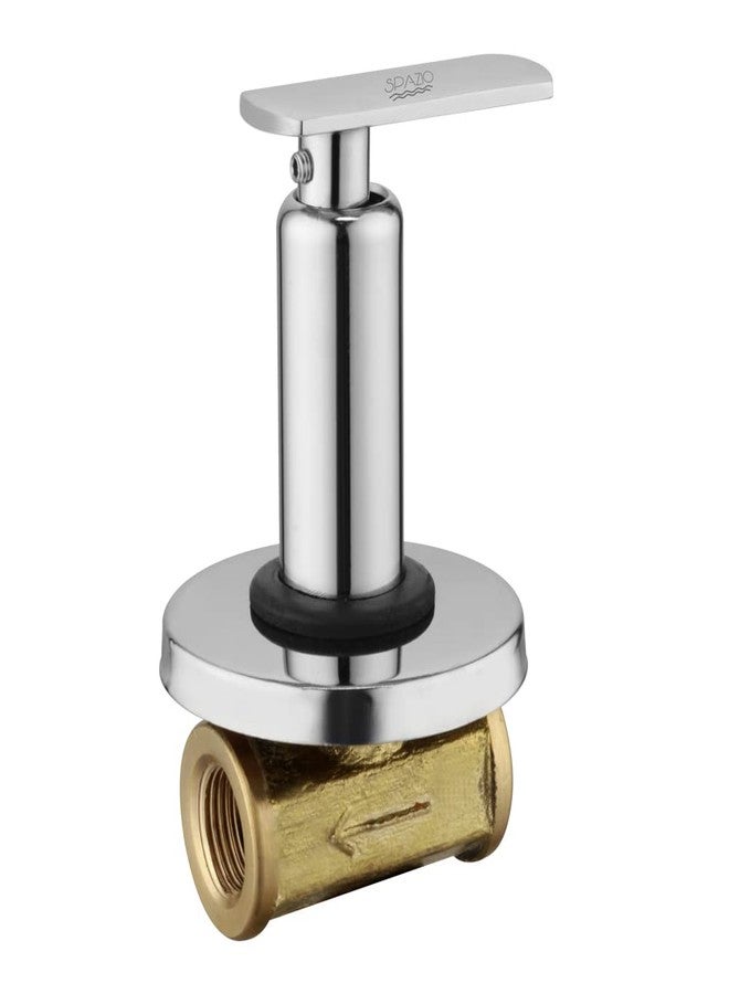 SPAZIO Brass 15 MM (1/2 Inch) Concealed Stop Cock/Concealed Stop Valve Mirage Series for Bathroom with Brass Quarter Turn Fitting & Concealed Flange Silver/Chrome Finish - Pack of 1 - Image 1