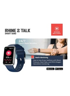 SWISS MILITARY Swiss Military Rhine2 Smart Band 1.57” Display, Bluetooth Calling, Multi Language, Health & Sports Tracking, 7 Days Battery, IP67, iOS/Android Compatible, Blue Strap  - Image 2