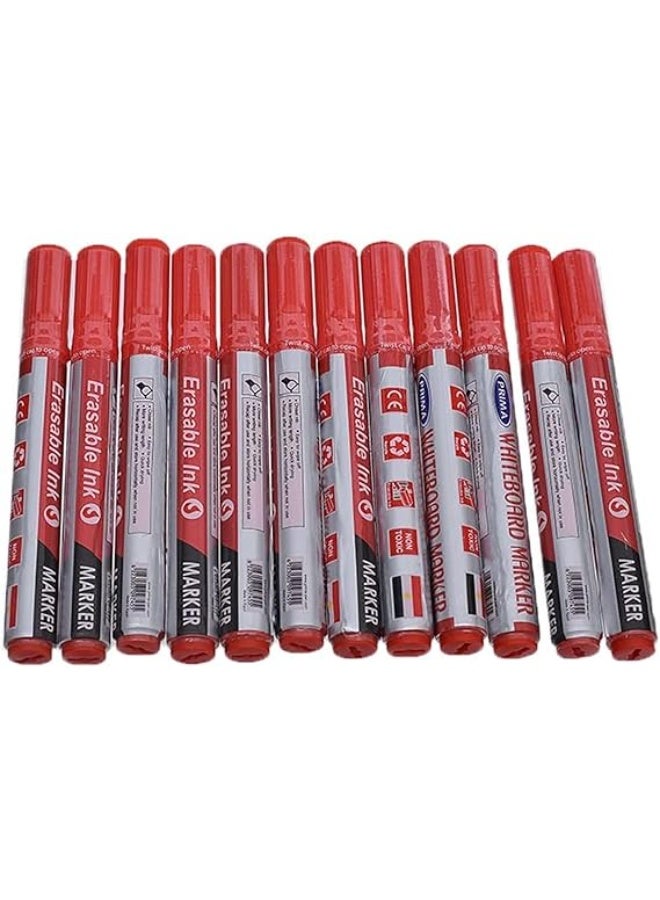 بريما علبة بريما من 12 قلما للسبورة البيضاء - أحمر - Image 2