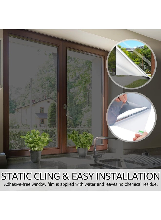 Hidbea  Window Tinting Film For Home, Daytime Privacy One Way Window Film Sun Blocking Static Cling Heat Control Reflective Window Film For Home And Office, Black Silver, 35.4 Inch X 8.3 Feet  - Image 4