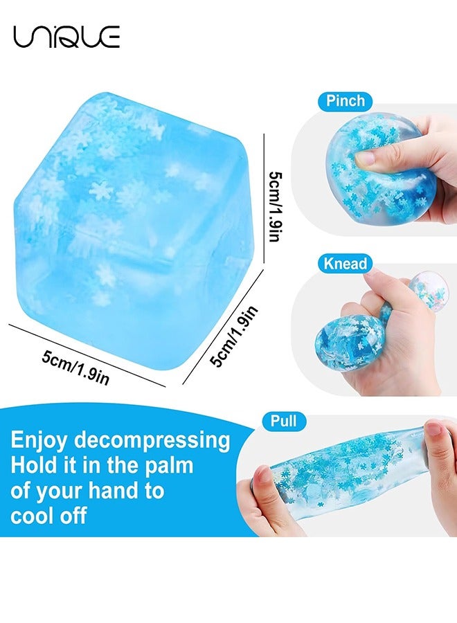 Unique Stress Balls for Kids and Adults, Square Ice Cube Fidget Toys, Fidget Cube Sensory Toys for Autism ADHD, Squeeze Ball Stress Relief Toys for Boys Girls,, Party Favors (Blue) - Image 2