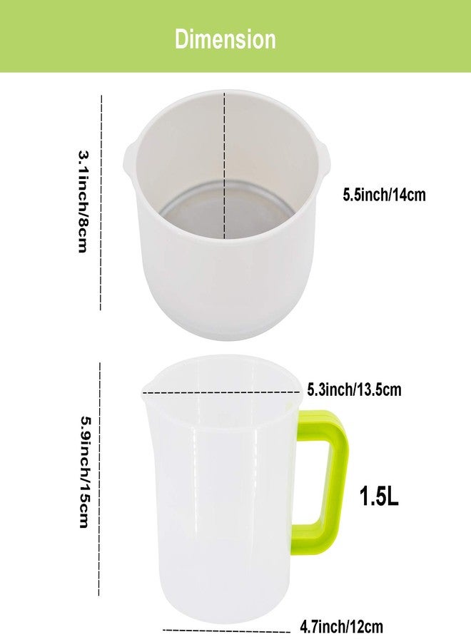 Podoy Multiple Usage Food Strainer Yogurt Strainer Maker Soy Milk Juice Tea Filter Stainless Steel Mesh Nut Milk Bag Replacement 1.5 Quart with Pitcher Handle Press Stick Brush - Image 2