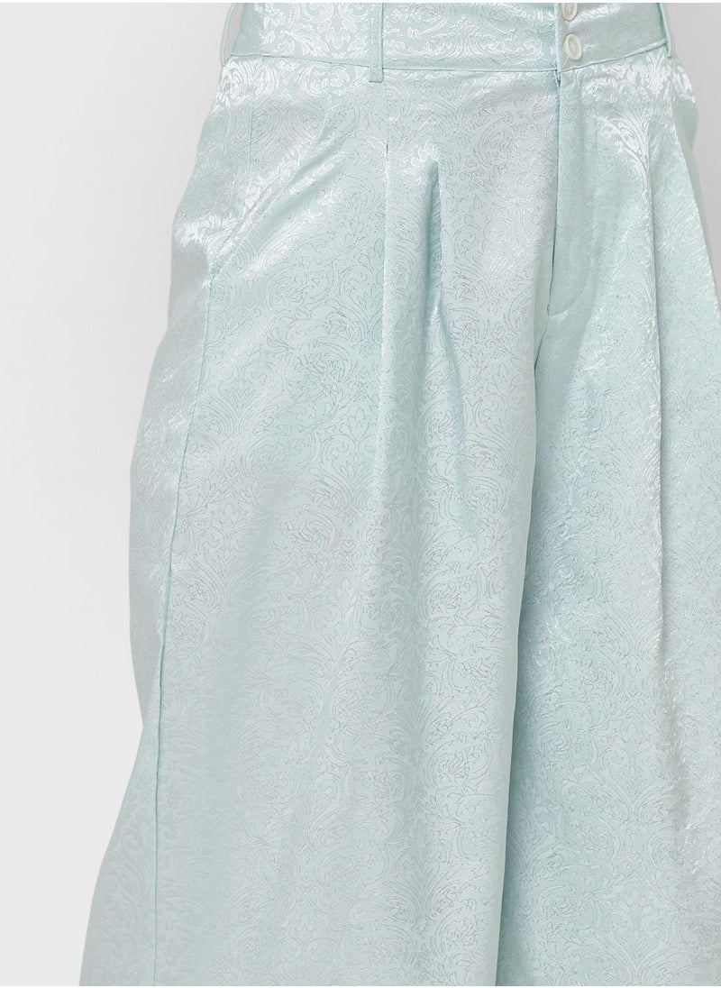 Khizana - Button Pin tuck Detail Textured Flared Pants - Image 1