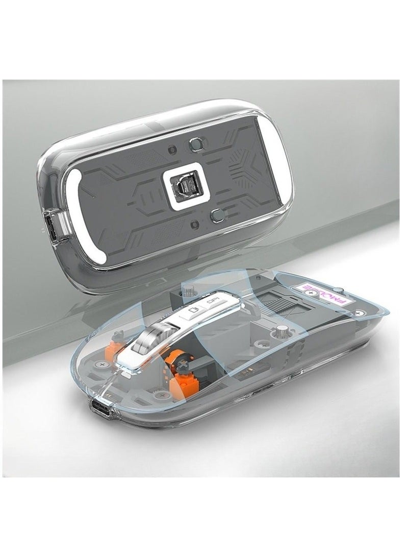 SYOSI Wireless Bluetooth Mouse, Tri-Mode (BT1+BT2+2.4G) USB C Rechargeable Computer Mouse, Full Transparent Portable Silent Mouse with USB Receiver for Laptop (Grey) - Image 1