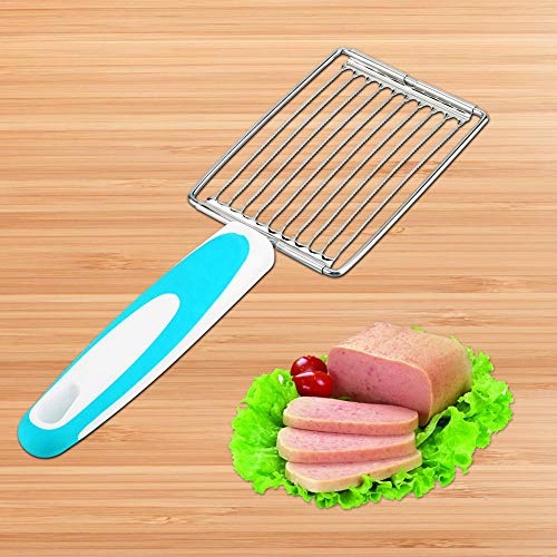 Haofy Luncheon Meat Cutter, Stainless Steel Canned Meat Slicer Kitchen Pragmatic Tomato Cheese Boiled Egg Spam Cutting Tools for Daily use (Blue) - Image 2