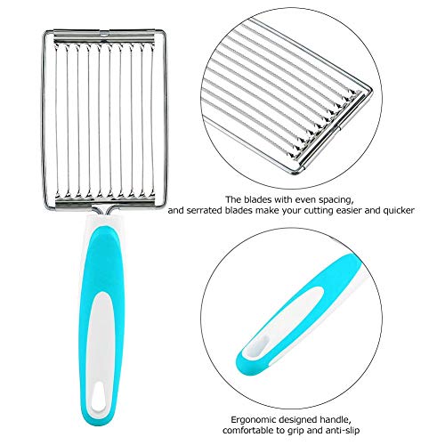 Haofy Luncheon Meat Cutter, Stainless Steel Canned Meat Slicer Kitchen Pragmatic Tomato Cheese Boiled Egg Spam Cutting Tools for Daily use (Blue) - Image 4