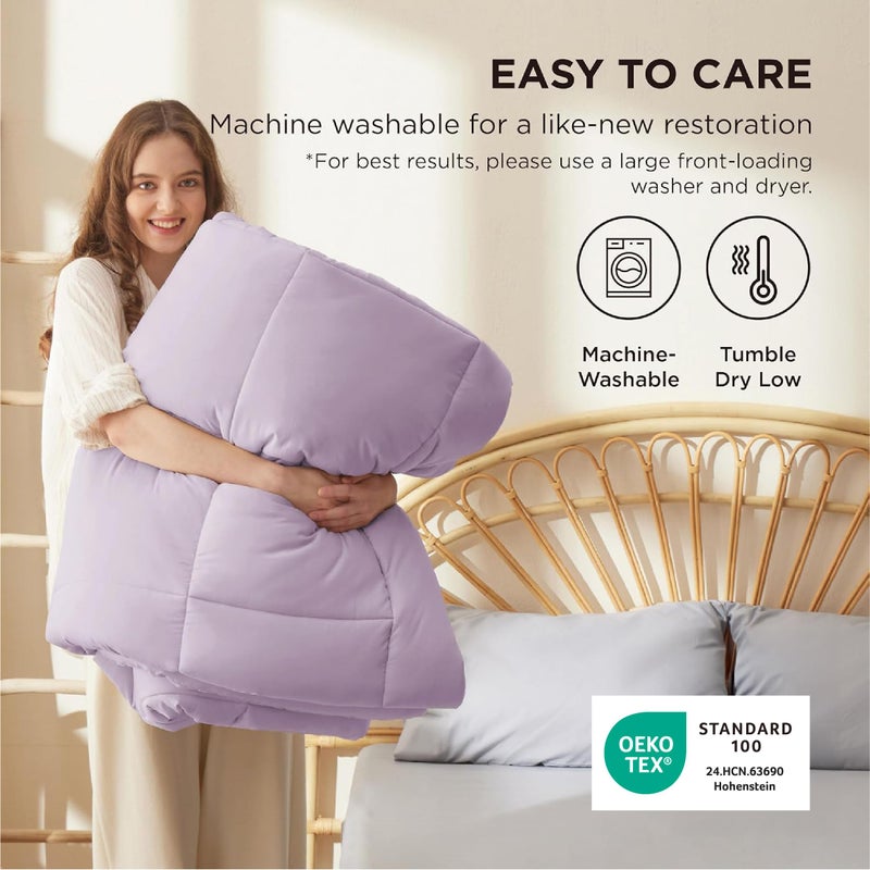 Bedsure Comforter Duvet Insert - Quilted Comforters King Size, All Season Duvet, GentleSoft Down Alternative Bedding, with 8 Tabs, Gifts for Women/Men, Light Purple, King 90 x 102 Inches - Image 5