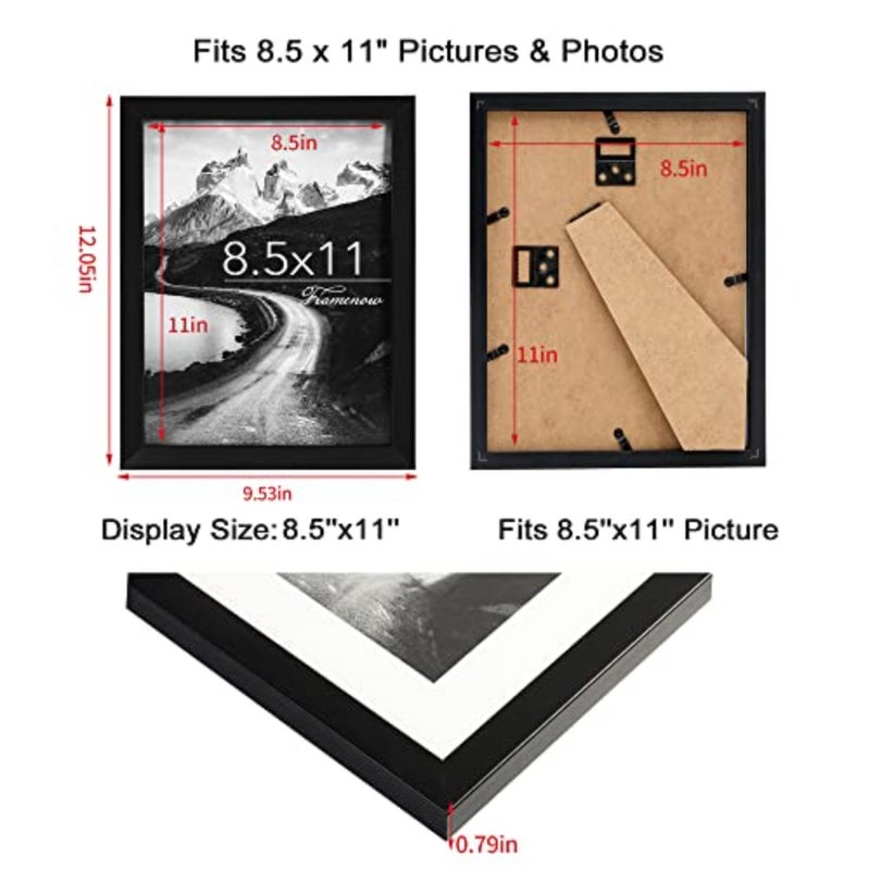 إطارات صور مقاس 8.5 × 11 مكونة من 3 قطع، شاشة عرض أفقية أو رأسية، يتم تركيبها على الحائط والطاولة، مصنوعة من زجاج صناعي حقيقي عالي الدقة وإطار صلب لعرض الشهادة أو الصور - Image 5