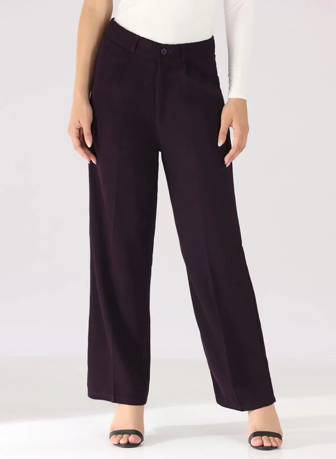 Take Two Dark Purple Straight Fit Trousers