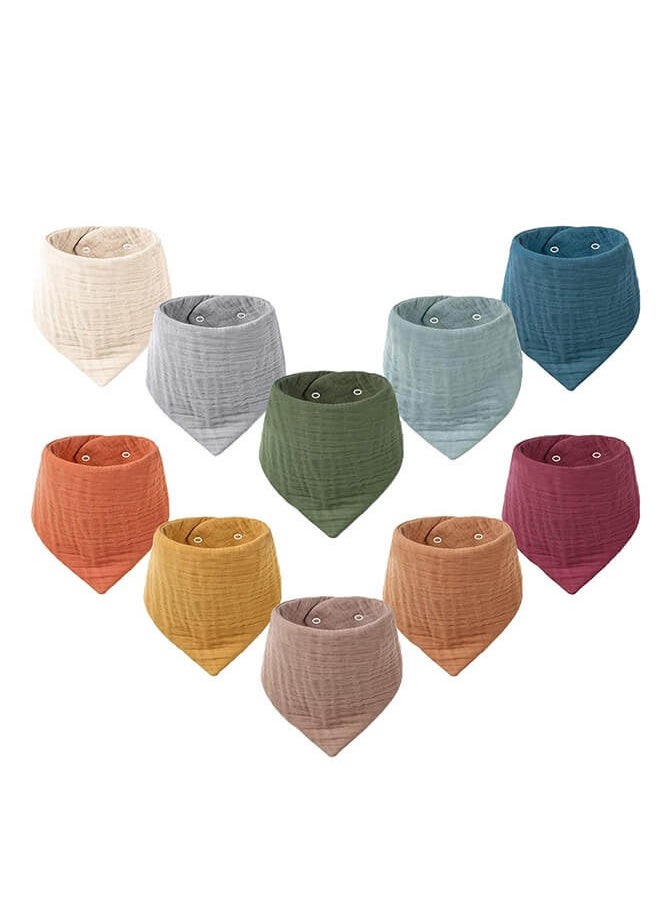 AnnuoYi Baby Bibs 10 Pack Baby Bandana Drool Bibs 100% Cotton for Unisex Boys Girls,10 Solid Colors Set for Teething Drooling  - Image 2