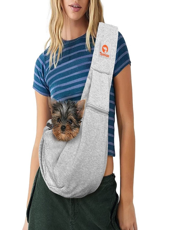 Tomkas Small Dog Sling Carrier - Zipper Pocket & Adjustable Strap - for 3-10 lbs Pets(Grey) Puppy - Image 1