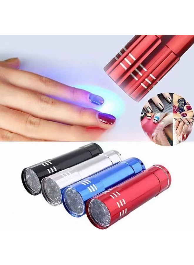 9LED Purple Light Ultraviolet Flashlight Banknote Detection Mini Nine Light Mask Nail Art UV Curing Fluorescent Agent Detection Pen-Color:Blue One-handed Electric + Tail Rope + Opp Bag  - Image 1