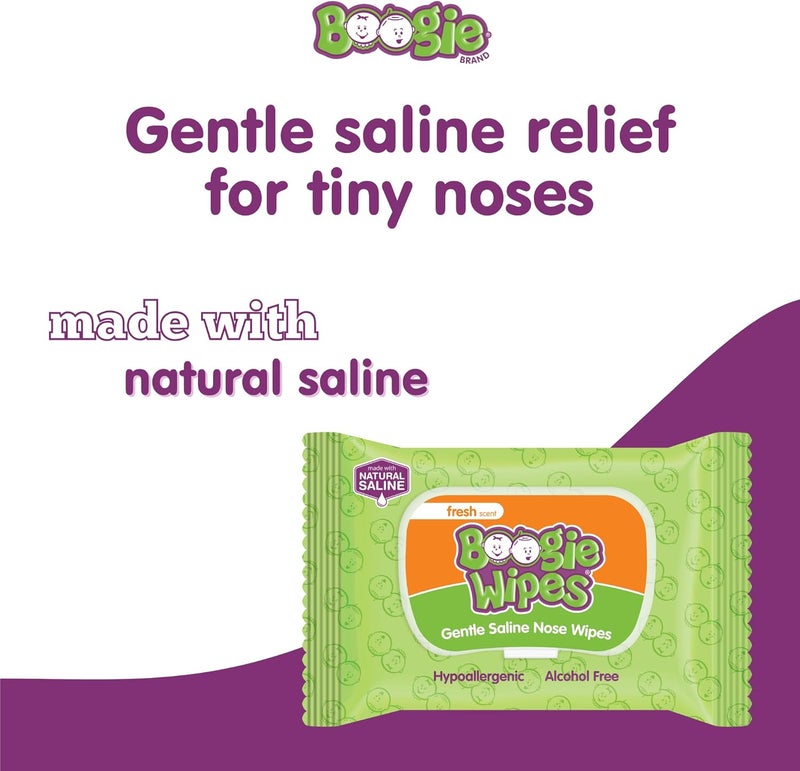 Boogie Wipes Gentle Saline Nose Wipes Original Fresh Scent - Set of 3 (90 Wipes Total) - Image 3