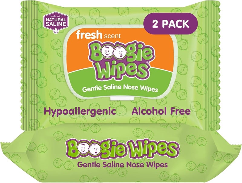 Boogie Wipes Gentle Saline Nose Wipes Original Fresh Scent - Set of 3 (90 Wipes Total) - Image 1