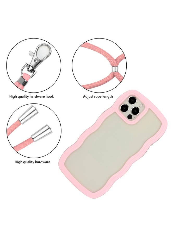 Zaboon Case For iPhone 12 Pro Max Lanyard Candy Color Wave TPU Clear PC Phone Case - Image 2