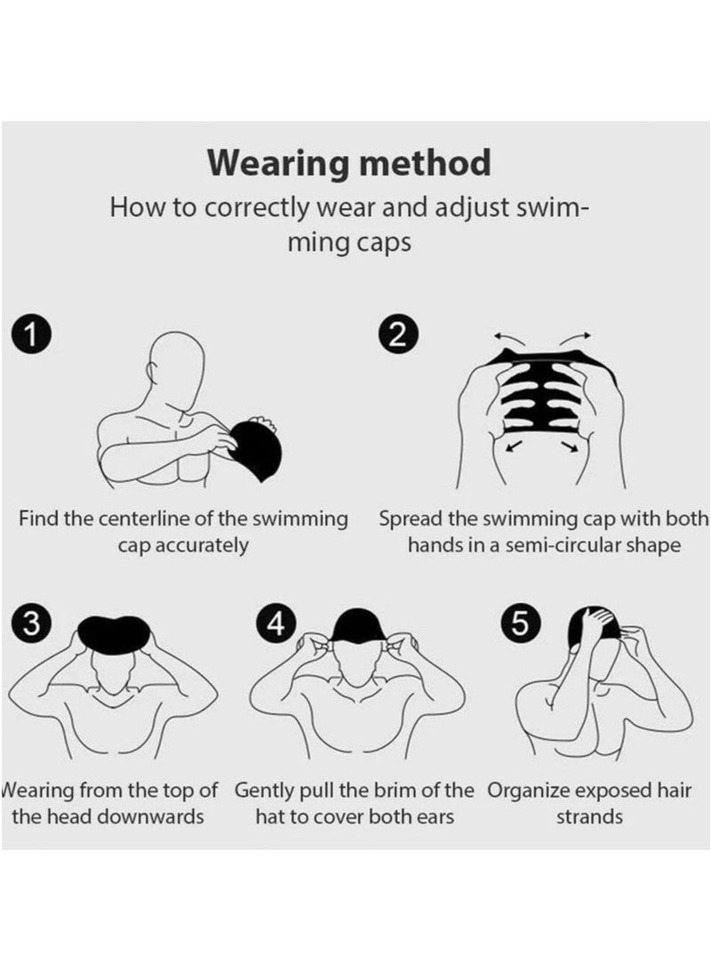 GIFT Kids Waterproof Swim Cap with Goggles Set, Cartoon Design Cloth Bathing Cap for Boys Girls Age 3-12  - Image 5