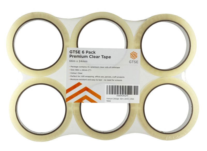 GTSE Premium Clear Tape, 1 inch x 217 feet, Strong Transparent Gift Wrap Tape for Home, Office, 6 Rolls, 3" Core - Image 2