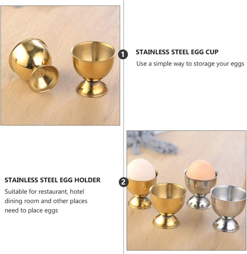 6pcs Egg Cup Egg Tray Stainless Steel Boiled Egg Cups Holder Stand Serving Cup for Egg Dishwasher Safe Gold - Image 4