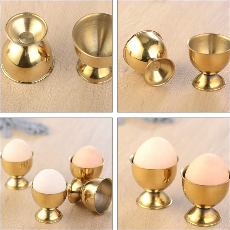 6pcs Egg Cup Egg Tray Stainless Steel Boiled Egg Cups Holder Stand Serving Cup for Egg Dishwasher Safe Gold - Image 2