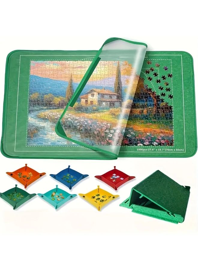 Foldable Jigsaw Puzzle Storage Tray With Color Coded Compartments Green No Stand - Image 3