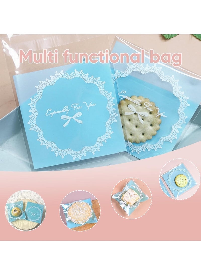 general 100 pieces of 7x7 cm self-sealing glass paper bag cookie bags, elegant lace-patterned OPP plastic gift bags, cookies, candies, snacks, wedding gifts, party snacks packaging (2.75x2.75 inches) - Image 5