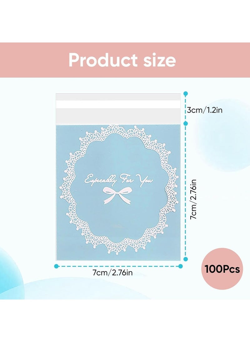 general 100 pieces of 7x7 cm self-sealing glass paper bag cookie bags, elegant lace-patterned OPP plastic gift bags, cookies, candies, snacks, wedding gifts, party snacks packaging (2.75x2.75 inches) - Image 4
