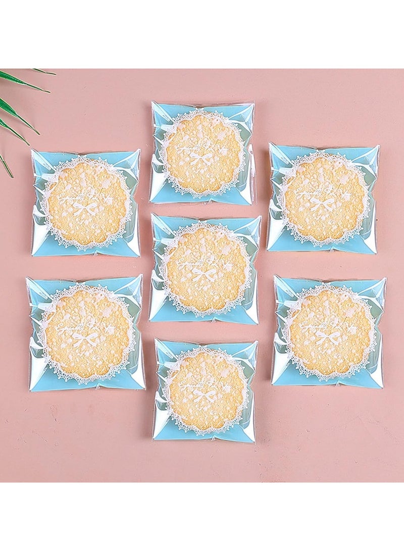 general 100 pieces of 7x7 cm self-sealing glass paper bag cookie bags, elegant lace-patterned OPP plastic gift bags, cookies, candies, snacks, wedding gifts, party snacks packaging (2.75x2.75 inches) - Image 2
