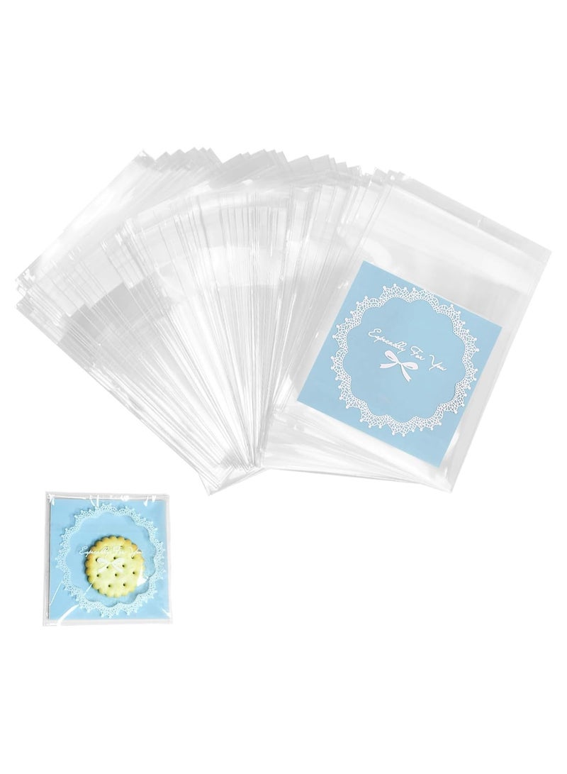 general 100 pieces of 7x7 cm self-sealing glass paper bag cookie bags, elegant lace-patterned OPP plastic gift bags, cookies, candies, snacks, wedding gifts, party snacks packaging (2.75x2.75 inches) - Image 1