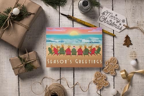 Stonehouse Collection Beach Sunset Christmas Card 18 Cards & 19 Envelopes - Beach Christmas Cards - USA Made (Standard) - Image 4