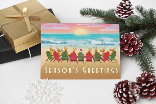 Stonehouse Collection Beach Sunset Christmas Card 18 Cards & 19 Envelopes - Beach Christmas Cards - USA Made (Standard) - Image 3