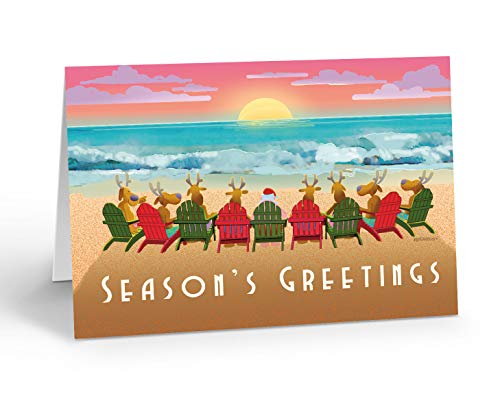 Stonehouse Collection Beach Sunset Christmas Card 18 Cards & 19 Envelopes - Beach Christmas Cards - USA Made (Standard) - Image 1