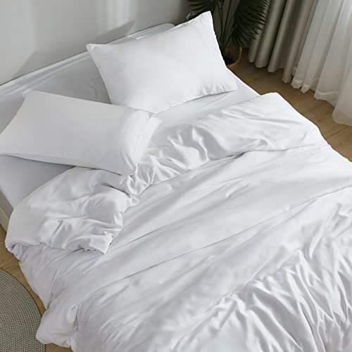 DOZ by SIJO DOZ Sheet Set 100 Viscose derived from Bamboo Organically Grown Buttery Soft Cooling Sheets High GSM Deep Pockets  3 Piece  1 Pillowcase 1 Fitted 1 Top Sheet Snow Twin XL