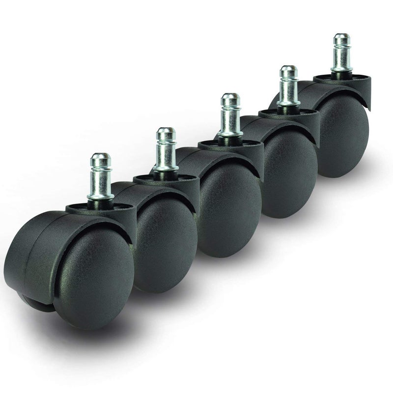 IYBOffice Chair Wheels Caster Heavy Duty Pin Type Nylon Set of 5 Black Load Capacity 250 kg - Image 2