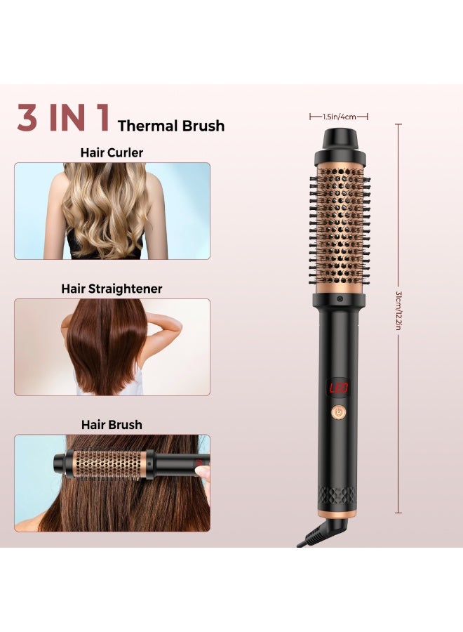 فرشاة تجعيد الشعر الحرارية، فرشاة مستديرة مع شاشة LCD، 2 في 1 مكواة فرد الشعر ومكواة تجعيد الشعر، 5 مستويات من فرشاة السيراميك الساخنة، مضادة للحروق ومضادة للتشابك، عصا تجعيد الشعر الحرارية من أجل 【هدية تجعيد الشعر المثالية لها】الفرشاة الحرارية تمثل هدية مدروسة لأعياد الميلاد أو العطلات أو اللحظات الخاصة. - Image 5