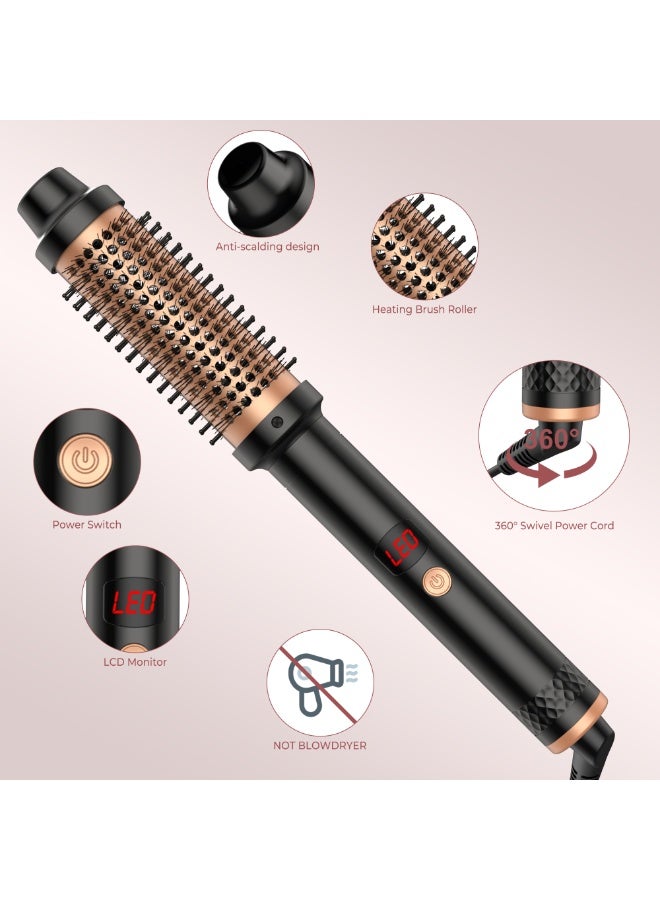 فرشاة تجعيد الشعر الحرارية، فرشاة مستديرة مع شاشة LCD، 2 في 1 مكواة فرد الشعر ومكواة تجعيد الشعر، 5 مستويات من فرشاة السيراميك الساخنة، مضادة للحروق ومضادة للتشابك، عصا تجعيد الشعر الحرارية من أجل 【هدية تجعيد الشعر المثالية لها】الفرشاة الحرارية تمثل هدية مدروسة لأعياد الميلاد أو العطلات أو اللحظات الخاصة. - Image 1