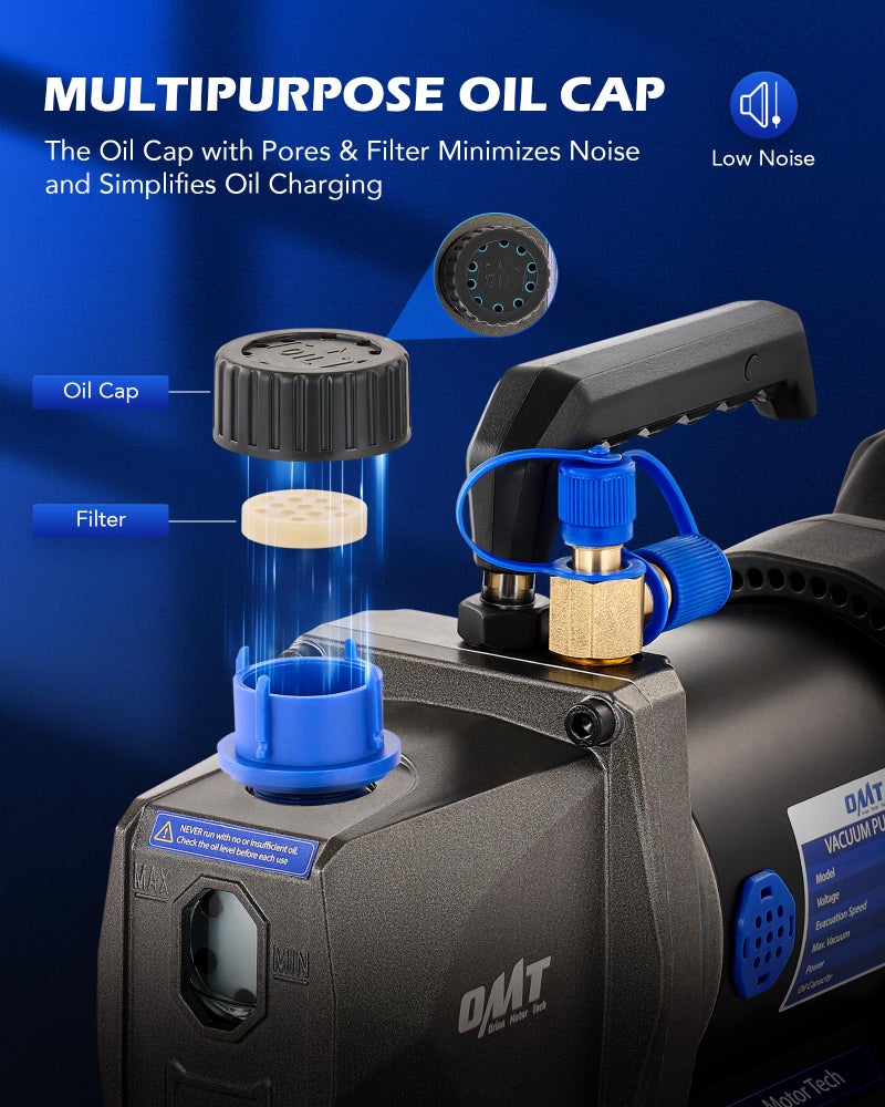 Orion Motor Tech Cordless Lithium-Ion HVAC Vacuum Pump, 3 cfm Vacuum Pump, Battery-Powered Auto AC Vacuum Pump for R134a R410a R1234yf Systems, 1/4hp Single Stage Vacuum Pump Automotive - Image 5