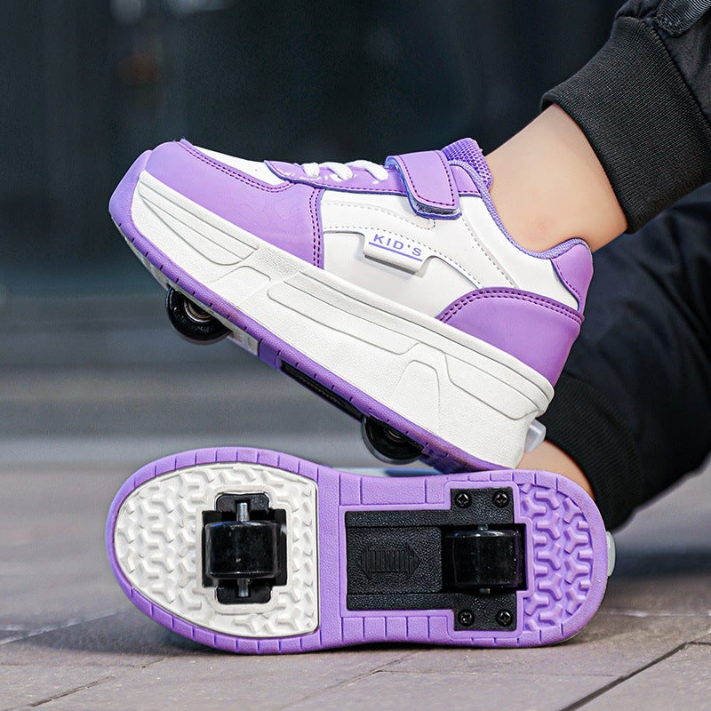 Generic Wholesale boys and girls roller skates student speed skating runway shoes detachable children skates flying shoes for foreign trade White purple 