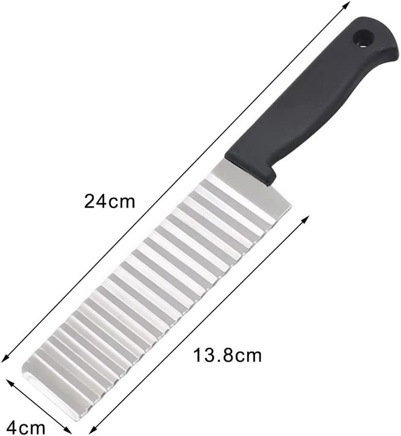 ARQIVO® Stainless Steel Crinkle Slicer Knife – Wavy Blade Vegetable Chopper and French Fry Cutter for Potatoes, Carrots, and Fruits (Pack of 2) - Image 3