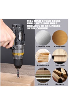 SYOSI 5 Pieces Countersink Drill Bit Set, 1/4'' Hex Shank Carbide 5 Flute 82 Degree 1/4'' 3/8'' 1/2'' 5/8'' 3/4'' Quick Change Drill Bit, M35 Cobalt Countersunk Bits with Bit Holder for Metal Wood Plastic  - Image 2
